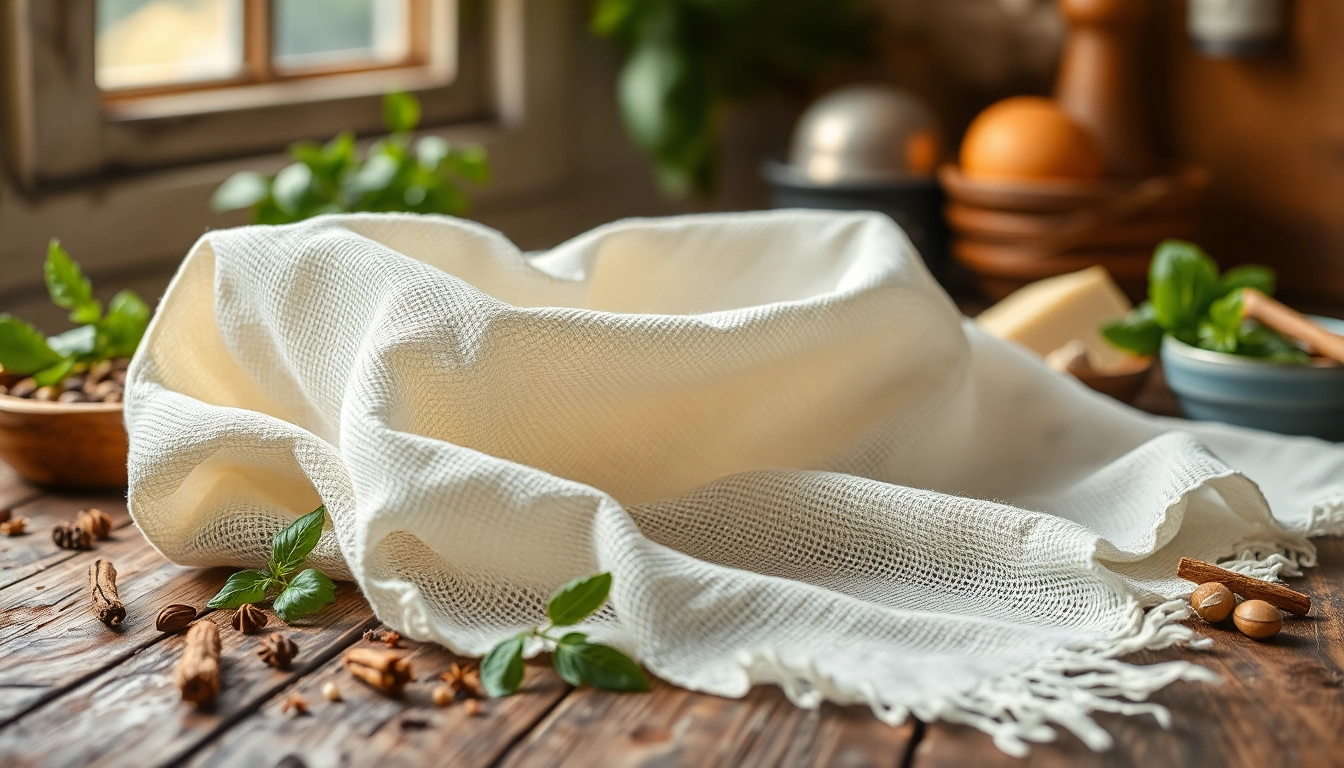 Gebruik van kaasdoek om verse kazen te maken met heerlijke ingrediënten en een natuurlijke sfeer.